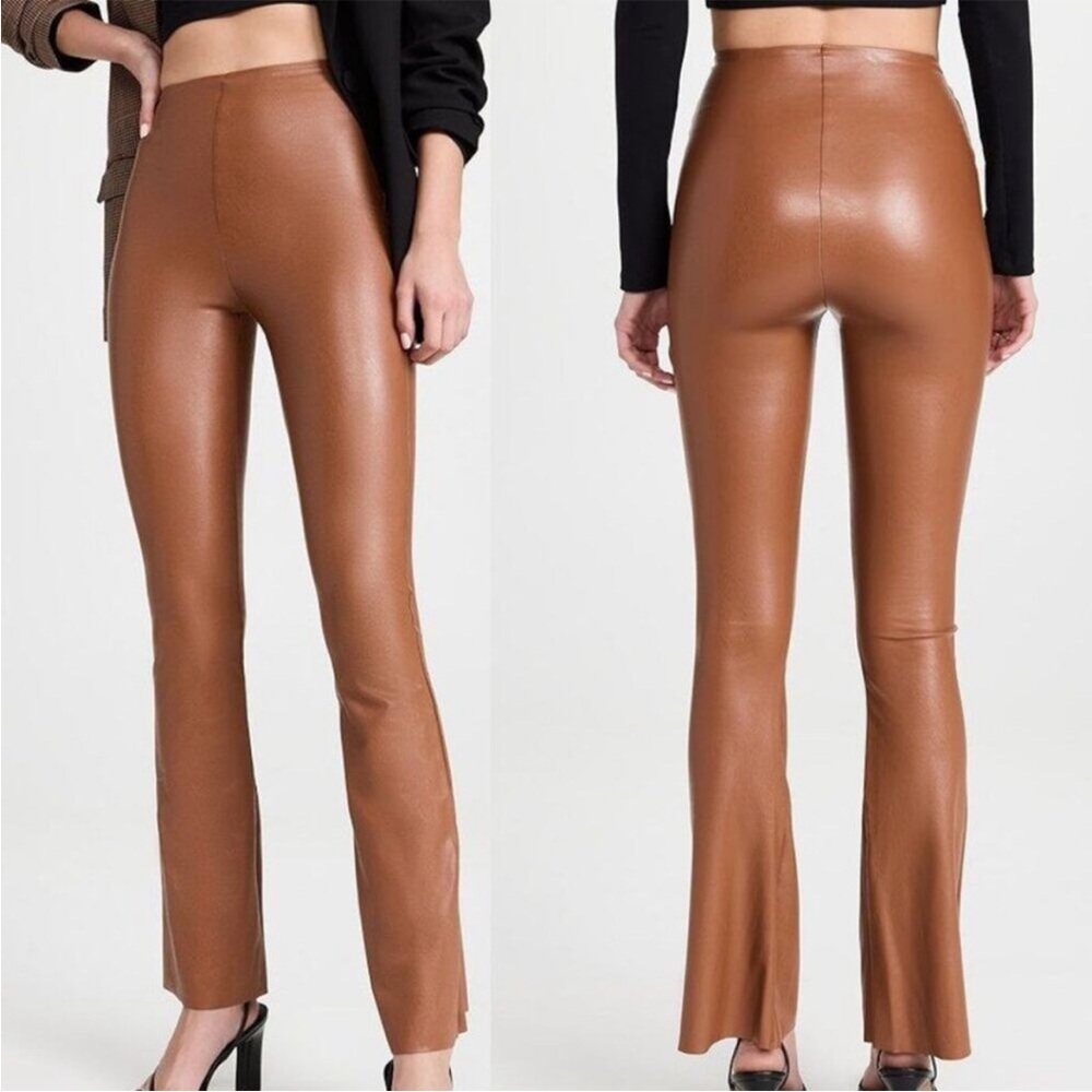 Commando Women's Perfect Control Faux Leather Flared Leggings in Cocoa Tan